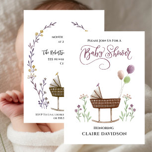 Invitación Fiesta de Baby Shower de Flores Silvestres y Globo
