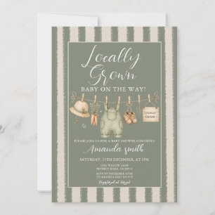 Invitación Fiesta de Baby Shower de Género a Rayas Preppy de 