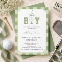 Fiesta de Baby Shower de Golf a Cuadros Verde Salv