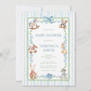 Invitación Fiesta de Baby Shower de Guardería Floral Verde Az