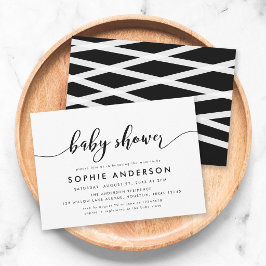 Invitación Fiesta de Baby Shower de Guión Relajado en Blanco 