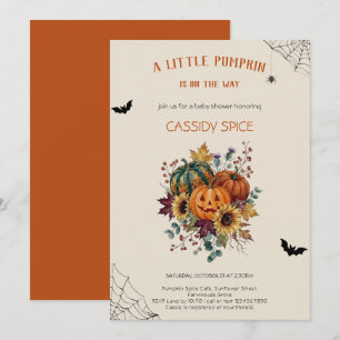 Invitación Fiesta de Baby Shower de Halloween Rústico de Cala