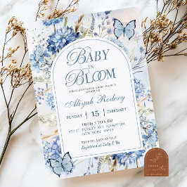 Invitación Fiesta de Baby Shower de Hortensia Azul Baby en Fl