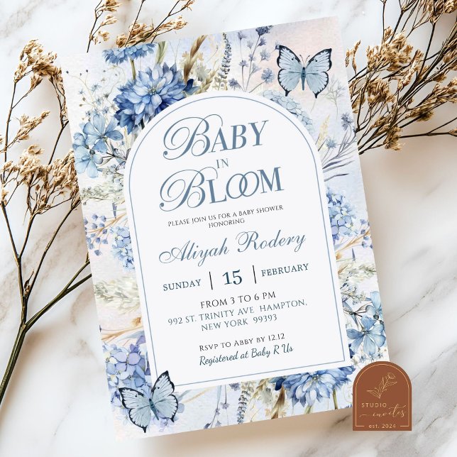 Invitación Fiesta de Baby Shower de Hortensia Azul Baby en Fl (Subido por el creador)