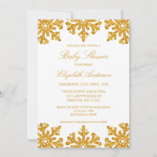 Invitación Fiesta de Baby Shower de invierno con copo de niev