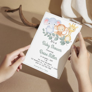 Invitación Fiesta de Baby Shower de Jungla Safari Verde
