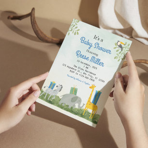 Invitación Fiesta de Baby Shower de Jungla Safari Verde