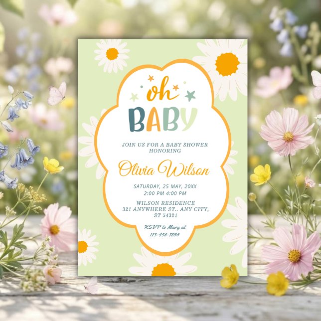 Invitación Fiesta de Baby Shower de la Bebé Daisy (Subido por el creador)