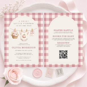 Invitación Fiesta de Baby Shower de la Calabaza Rosa Todo en