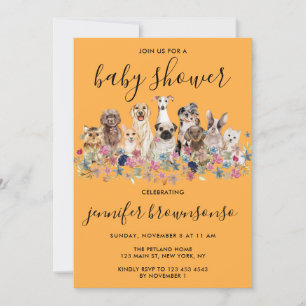Invitación Fiesta de Baby Shower de la familia de mascotas Or