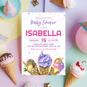 Invitación Fiesta de Baby Shower de la Niña del Helado