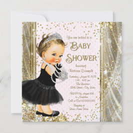 Invitación Fiesta de Baby Shower de la Princesita Rosa Dorado