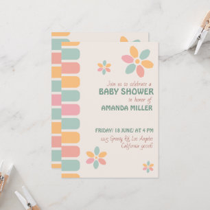 Invitación Fiesta de Baby Shower de las Flores Pastel colorid