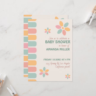 Invitación Fiesta de Baby Shower de las Flores Pastel colorid