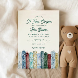 Invitación Fiesta de Baby Shower de Libro de Nuevo Capítulo d