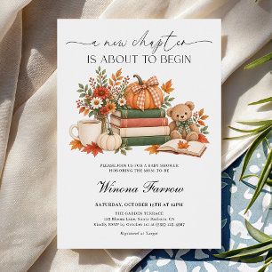 Invitación Fiesta de Baby Shower de Libro de Otoño con Calaba
