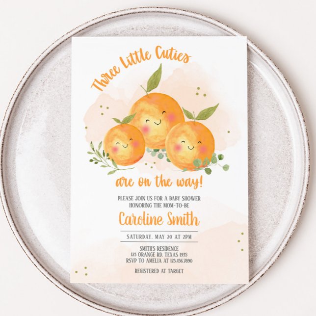 Invitación Fiesta de Baby Shower de Little Cutie Citrus Naran (Oranges Baby Shower Invitation)