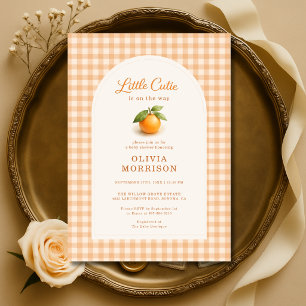 Invitación Fiesta de Baby Shower de Little Cutie Naranja a Cu