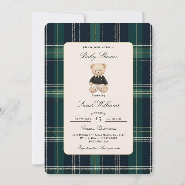 Invitación Fiesta de Baby Shower de Lujo para Niño (Anverso)