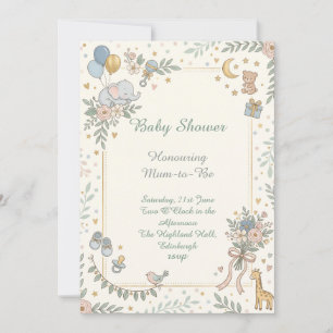 Invitación Fiesta de Baby Shower de Luna y Estrellas