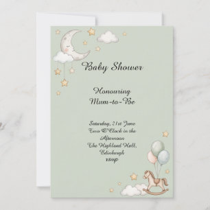 Invitación Fiesta de Baby Shower de Luna y Estrellas