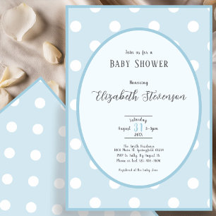 Invitación Fiesta de Baby Shower de Lunares Azules Clásicos