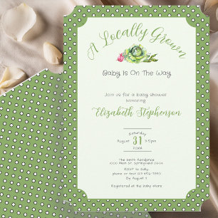 Invitación Fiesta de Baby Shower de Lunares Verde Salvia Cult