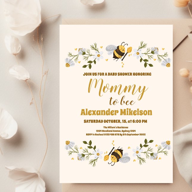 Invitación Fiesta de baby shower de Mamá abeja (Subido por el creador)