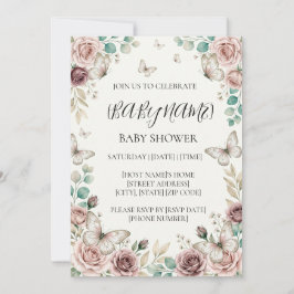 Invitación Fiesta de Baby Shower de Mariposa Floral Personali