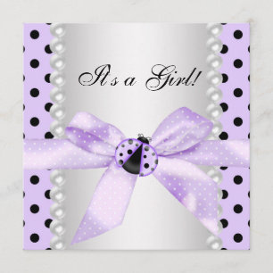 Invitación Fiesta de Baby Shower de Mariquita Morada