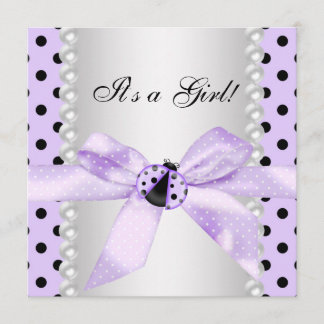 Invitación Fiesta de Baby Shower de Mariquita Morada