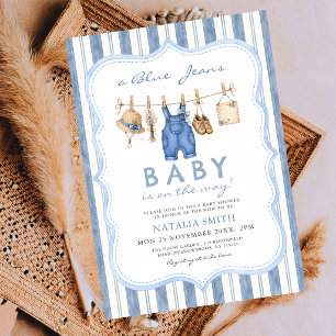 Invitación Fiesta de Baby Shower de Mezclilla Ropa de Bebé Lí