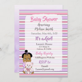 Invitación Fiesta de Baby Shower de Niña Afroamericana