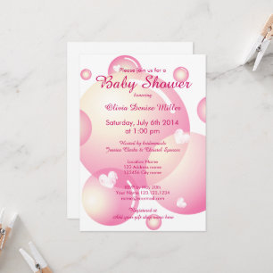 Invitación Fiesta de baby shower de niña con burbujas de jabó