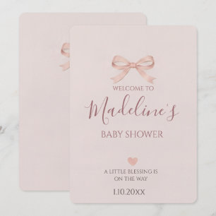 Invitación Fiesta de Baby Shower de Niña con Lazo Rosa
