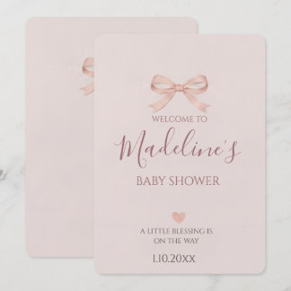 Invitación Fiesta de Baby Shower de Niña con Lazo Rosa