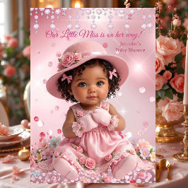 Invitación Fiesta de Baby Shower de Niña Pequeña y Linda Ethn
