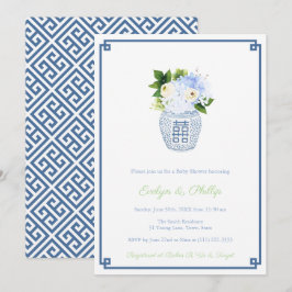 Invitación Fiesta de Baby Shower de Niño con Azul Marino y Ch