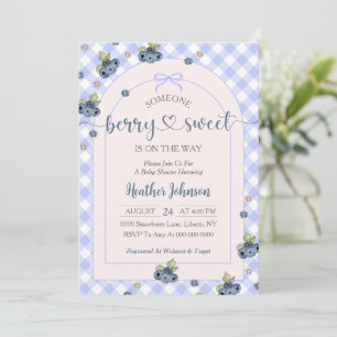Invitación Fiesta de Baby Shower de Niño Dulce de Arándano 