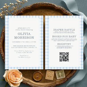 Invitación Fiesta de Baby Shower de Niño en Cuadros Azules To