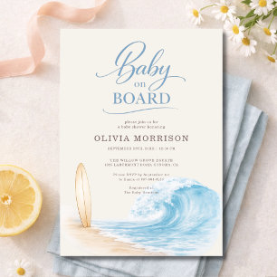 Invitación Fiesta de Baby Shower de Ola de Surf con Bebé a Bo