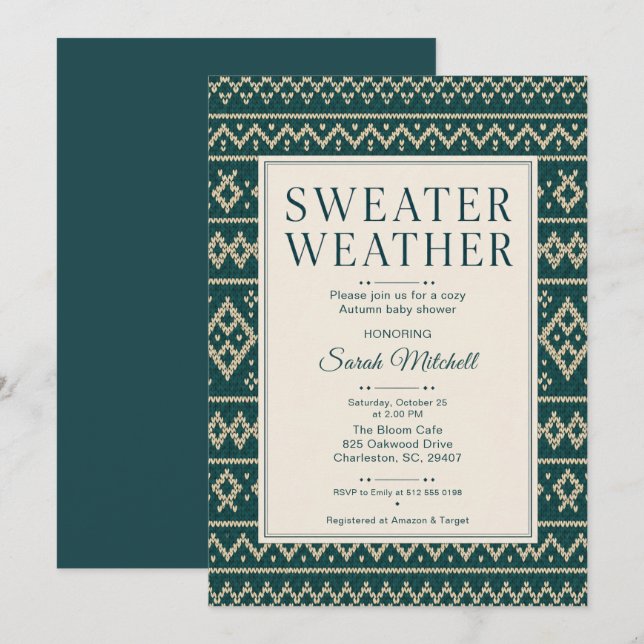 Invitación Fiesta de Baby Shower de Otoño con Jersey (Anverso / Reverso)