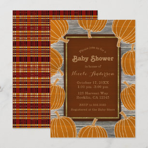 Invitación Fiesta de Baby Shower de Otoño con Madera Rústica 