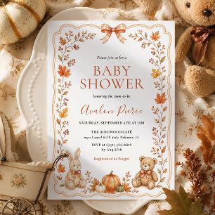 Invitación Fiesta de Baby Shower de Otoño Vintage