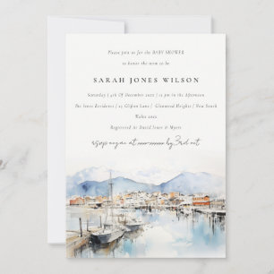Invitación Fiesta de Baby Shower de paisaje al agua de Ushuai