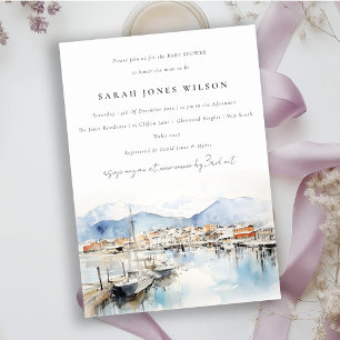 Invitación Fiesta de Baby Shower de paisaje al agua de Ushuai