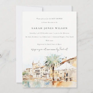 Invitación Fiesta de Baby Shower de paisaje de acuarela de Ma