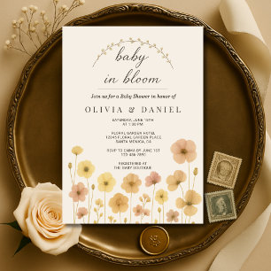 Invitación Fiesta de Baby Shower de Parejas Boho Baby In Bloo