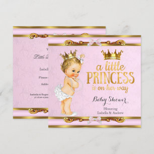 Invitación Fiesta de Baby Shower de Princesa Pequeña Rosa Dor