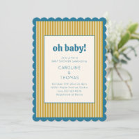 Fiesta de Baby Shower de Raya Vintage Azul Amarill